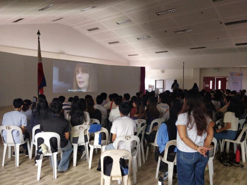 Students watching The Hardest Bridge at Mindanao State University, Iligan City, the Philippines