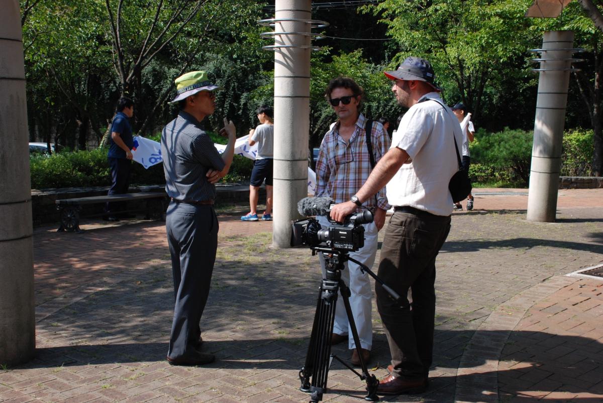 Dr Imad Karam and colleagues filming The Man Who Built Peace